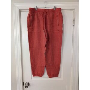 Athleta Linen Jogger Pants Women's 14 Elastic Waist Reddish coastal‎ Casual